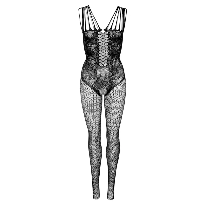 Catsuit Daring Intimates Hex And Lace Net Negru S-L