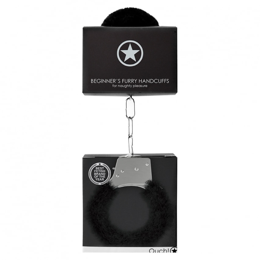 Cătușe Beginners Handcuffs Furry Negru