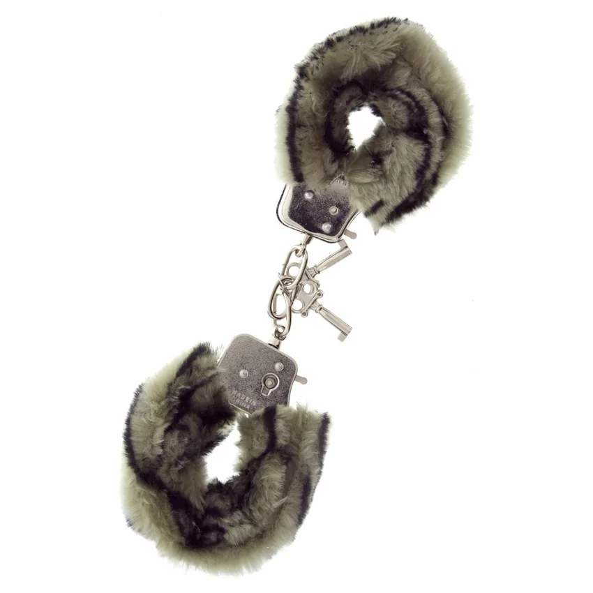 Cătușe Metal Handcuff With Plush Zebră Gri