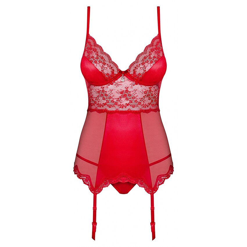 Corset Cu Portjartier Obsessive Lovica Roșu S-M