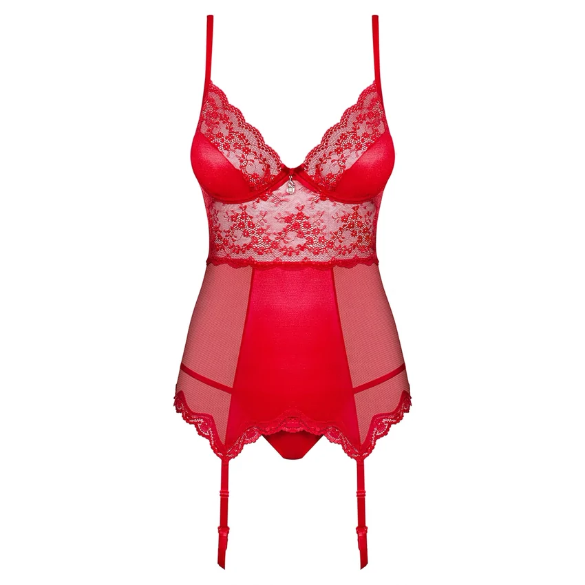 Corset Cu Portjartier Obsessive Lovica Roșu L-XL