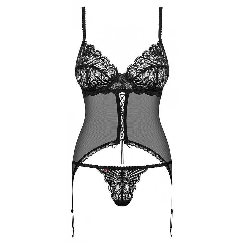 Corset Cu Șnur Obsessive Contica Negru L-XL