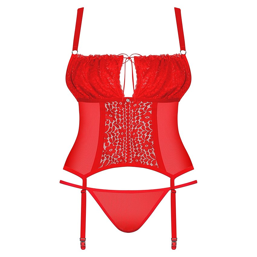 Corset Obsessive Blossmina Roșu 4XL-5XL