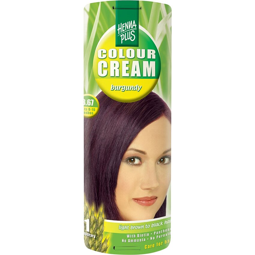 Cremă nuanțatoare, 3.67, Colour Cream Burgundy, Hennaplus, 60 ml