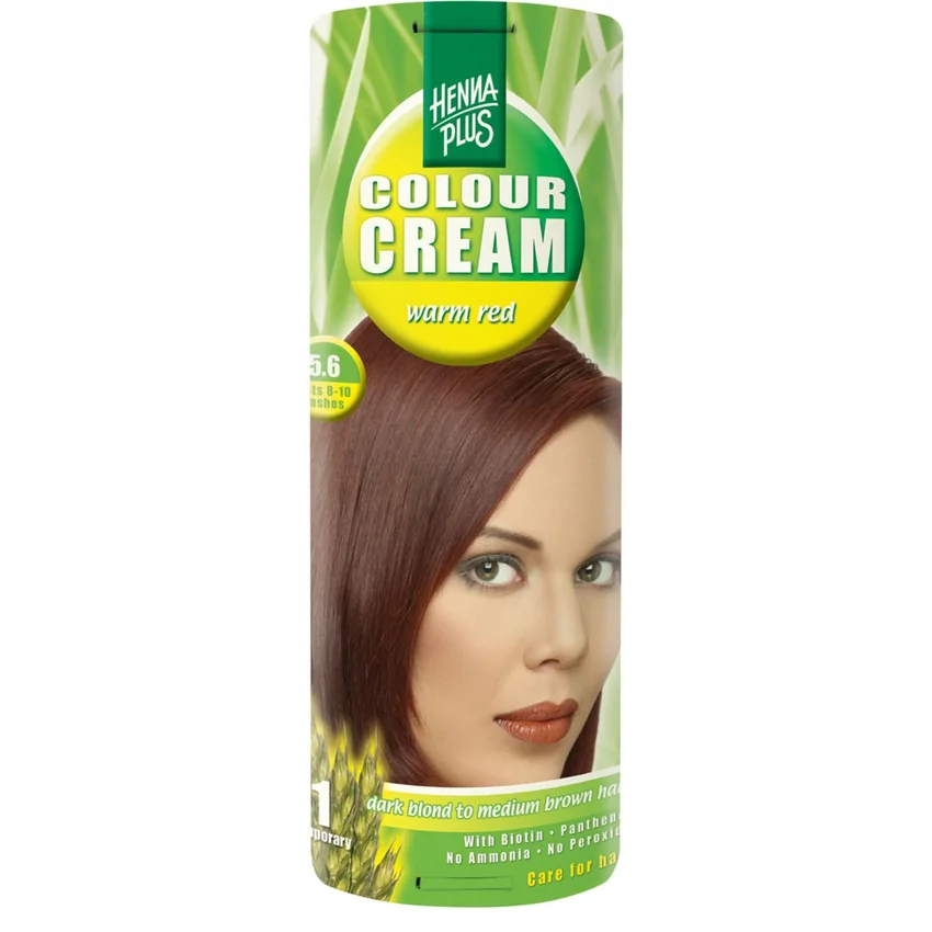 Cremă nuanțatoare, 5.6, Colour Cream Warm Red, Hennaplus, 60 ml