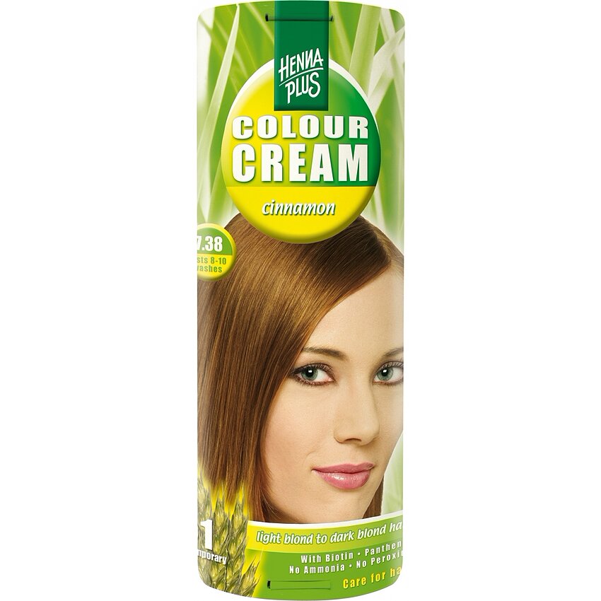 Cremă nuanțatoare, 7.38, Colour Cream Cinnamon, Hennaplus, 60 ml