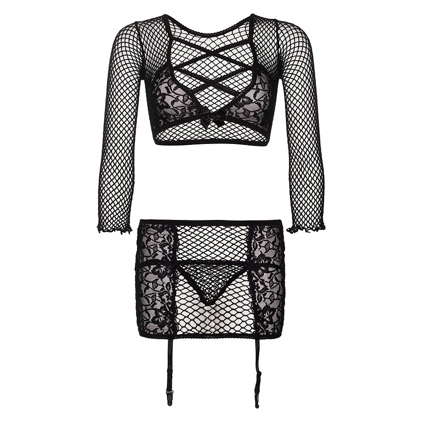 Crop Top And Skirt Leg Avenue Negru XS-L