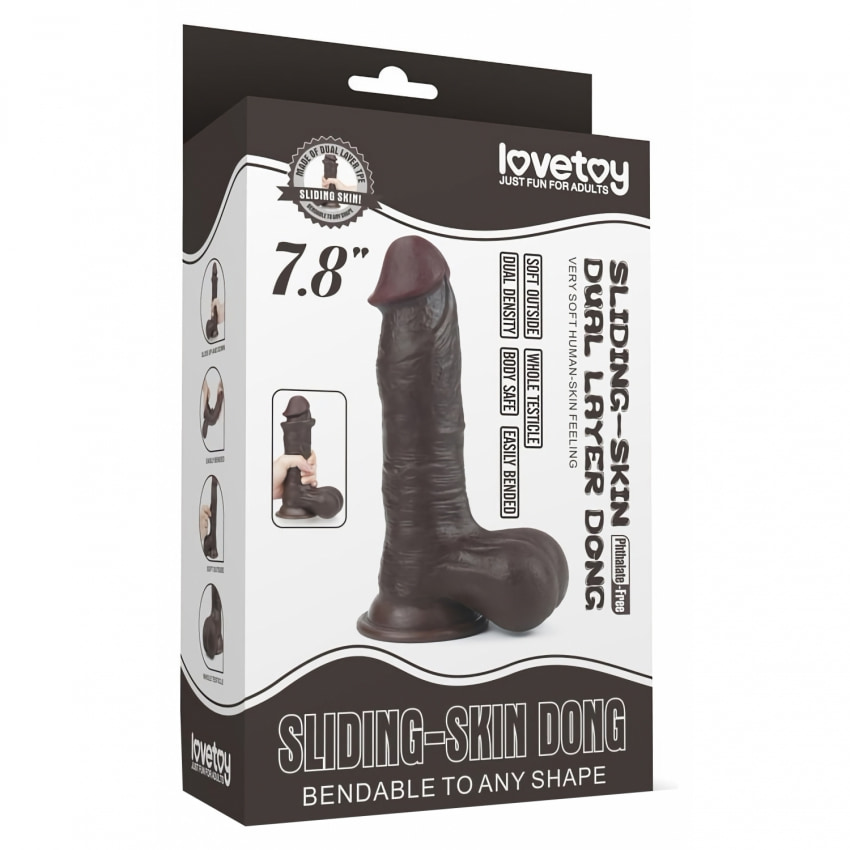 Dildo cu Ventuză Sliding Skin Dual Layer Dong Maro