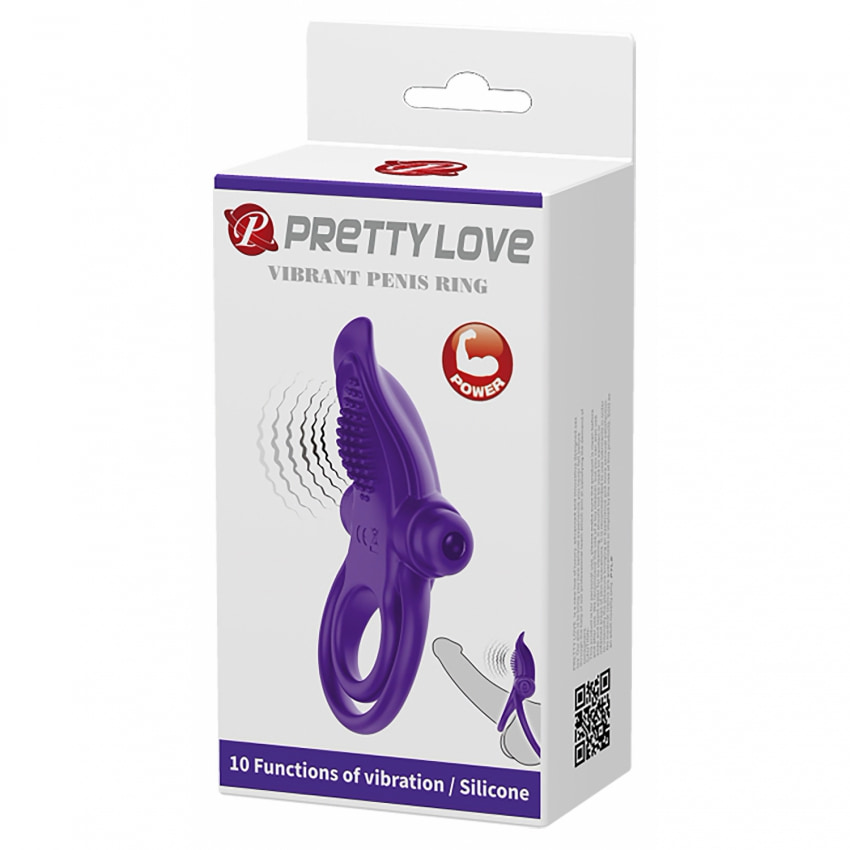 Inel Penis Pretty Love cu Stimulator de Clitoris Mov