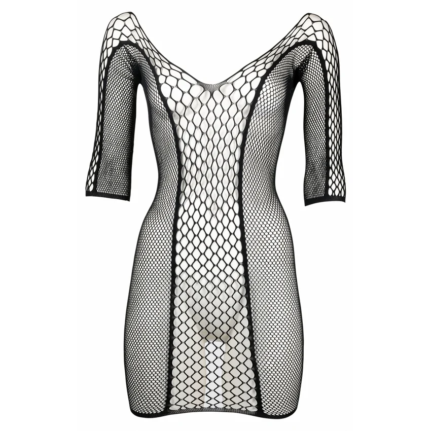 Le Desir Duo Net Sleeved Mini Dress Negru S-L