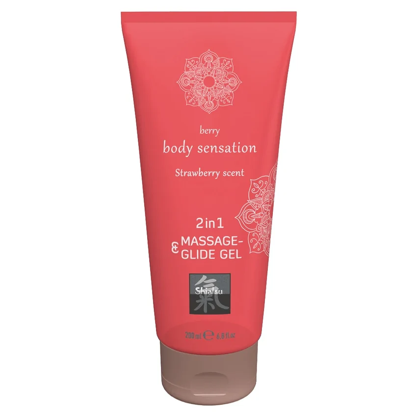 Lubrifiant Căpșuni Massage And Glide Gel 2 în 1 - 200ml