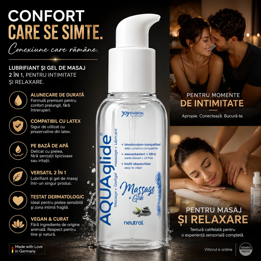 Lubrifiant și Gel de Masaj 2 în 1 AQUAglide 200 ml