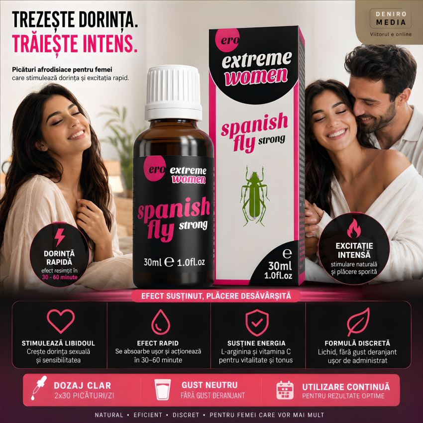 Pachet Afrodiziac Spain Fly Extreme Women 30ml + Afrodisiac Spanish Fly Strong Gold Women 30ml