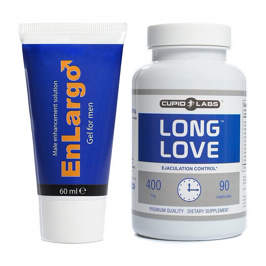 Pachet Cremă Mărirea Penisului Enlargo 100ml + Pastile Ejaculare Precoce Long Love 90buc