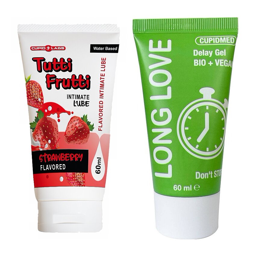 Pachet Gel Ejaculare Precoce Long Love 50ml + Lubrifiant Sex Oral Căpșuni 100ml