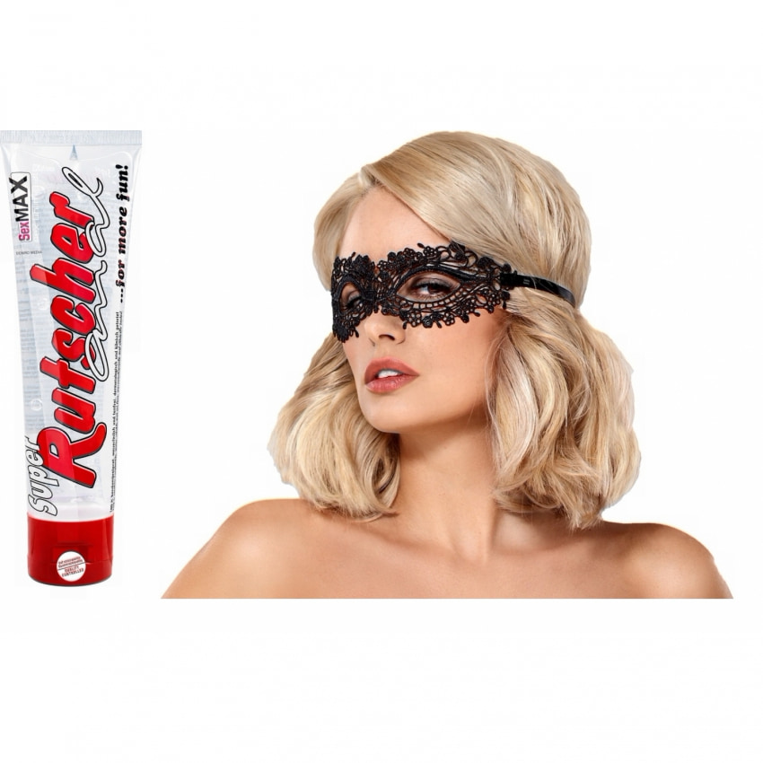 Pachet Lubrifiant Super Rutscher Anal 100ml + Mască Obsessive A710 Negru