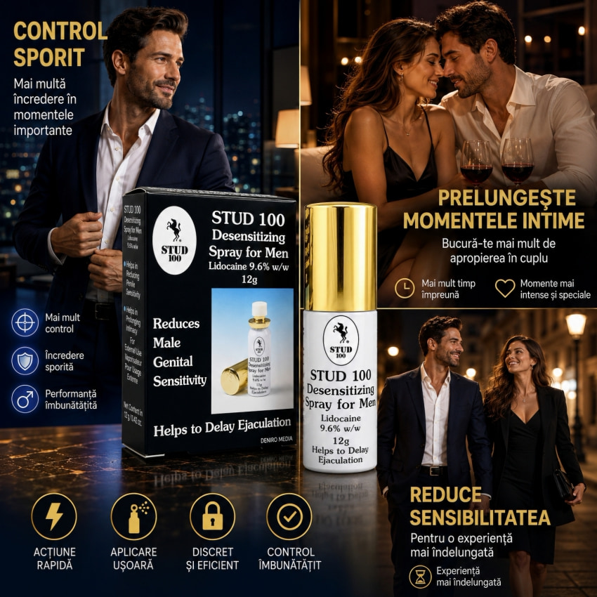 Pachet Spray Stud 100 Original Și Gel Ejaculare Precoce Long Love 50ml