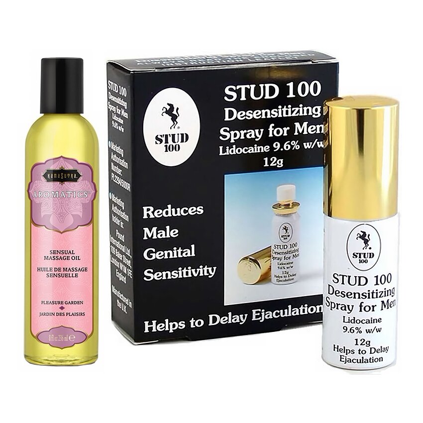 Pachet Spray Stud 100 Original + Ulei Masaj Grădina Plăcerii Kama Sutra 236ml