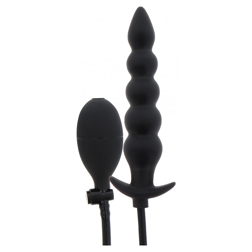 Plug Anal Gonflabil Striat Negru - 18.5–23 cm