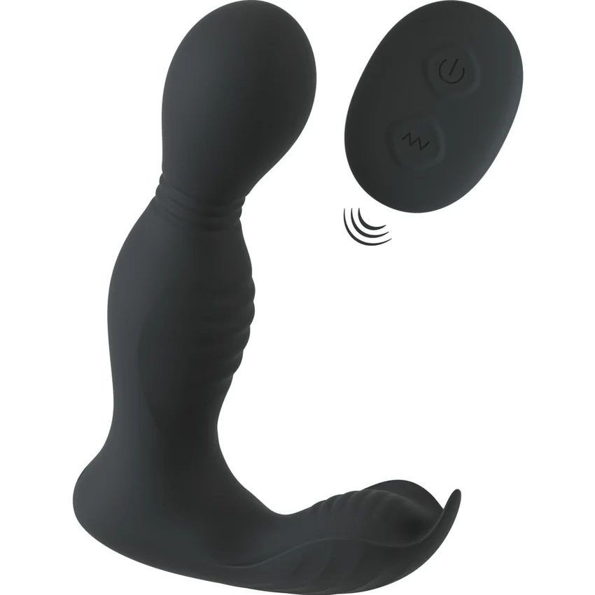 Plug Anal RC 2 Funcții, Rotativ și Vibrant Negru