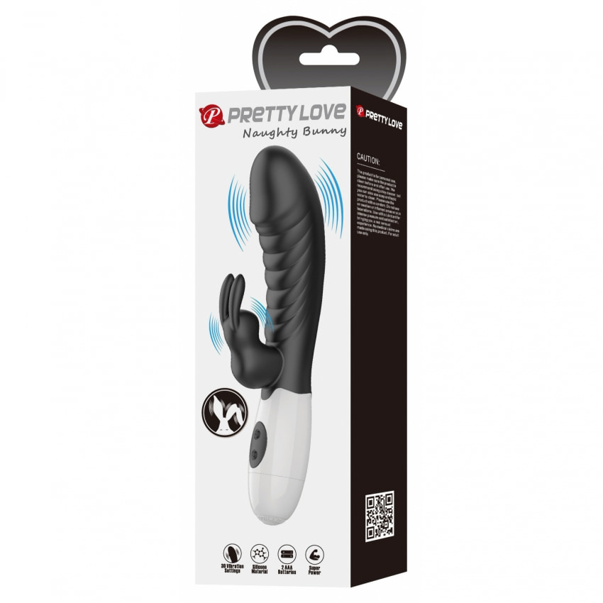 Pretty Love Naughty Bunny – Dublu Stimulator, 30 Moduri Negru