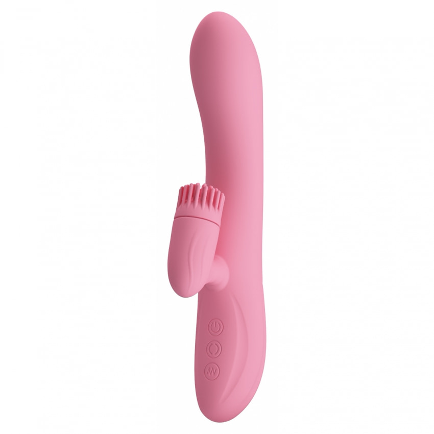 Rabbit Chris Rotativ Reîncărcabil cu Limbă și Braț Pentru Clitoris Roz