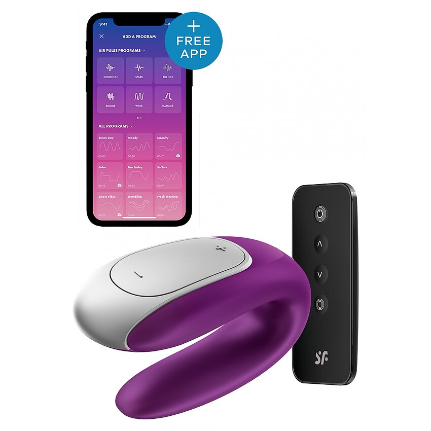 Vibrator Smart Satisfyer Double Fun pentru Cupluri Mov