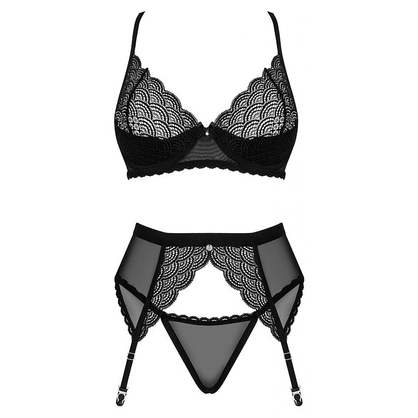 Set 3 Piese Obsessive Chemeris Negru XL-2XL