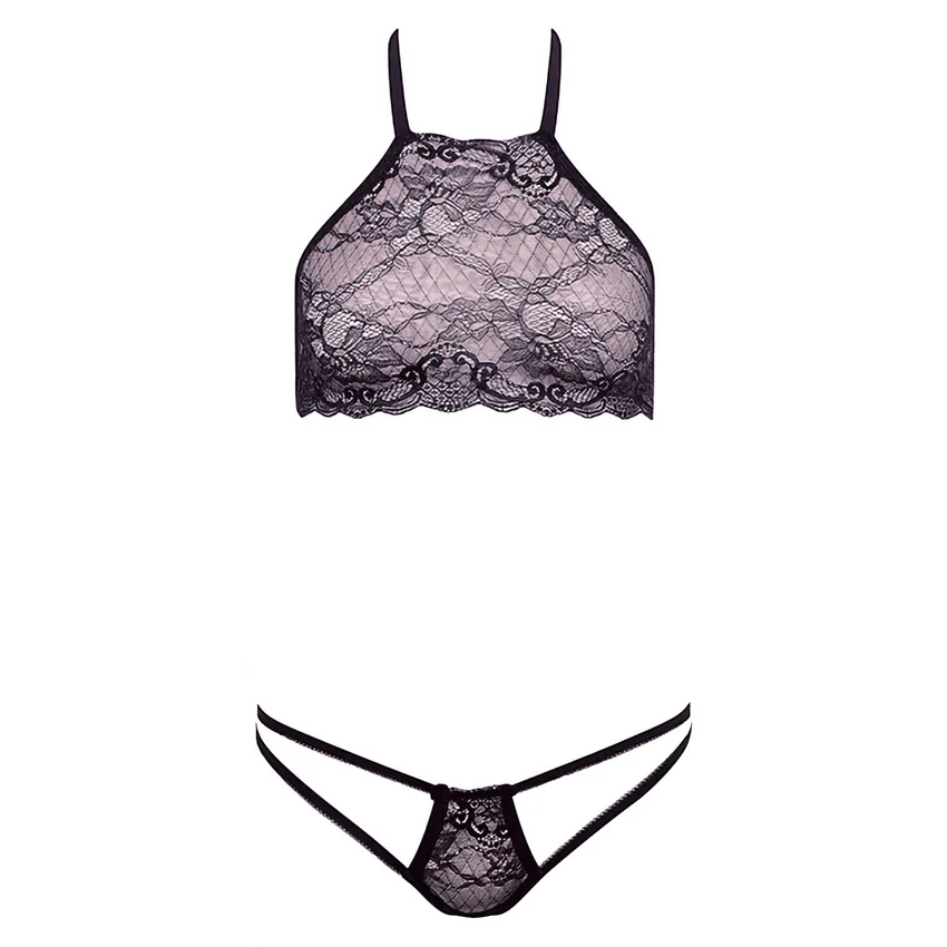 Set Barely Bare Dual Strap Panty Bralette Negru S-L