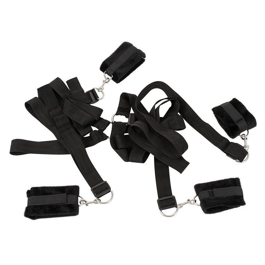 Set Cătușe Mâini Și Glezne Bed Shackles Negru