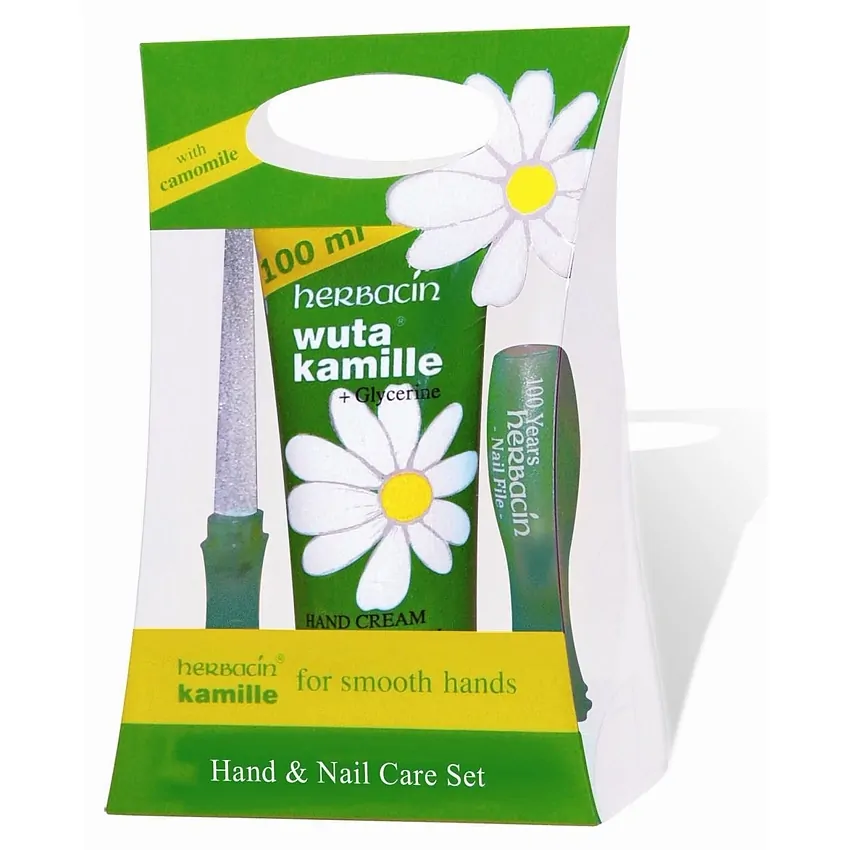 Set cremă mâini cu mușețel (tub) + pilă de unghii, Herbacin, 100 ml