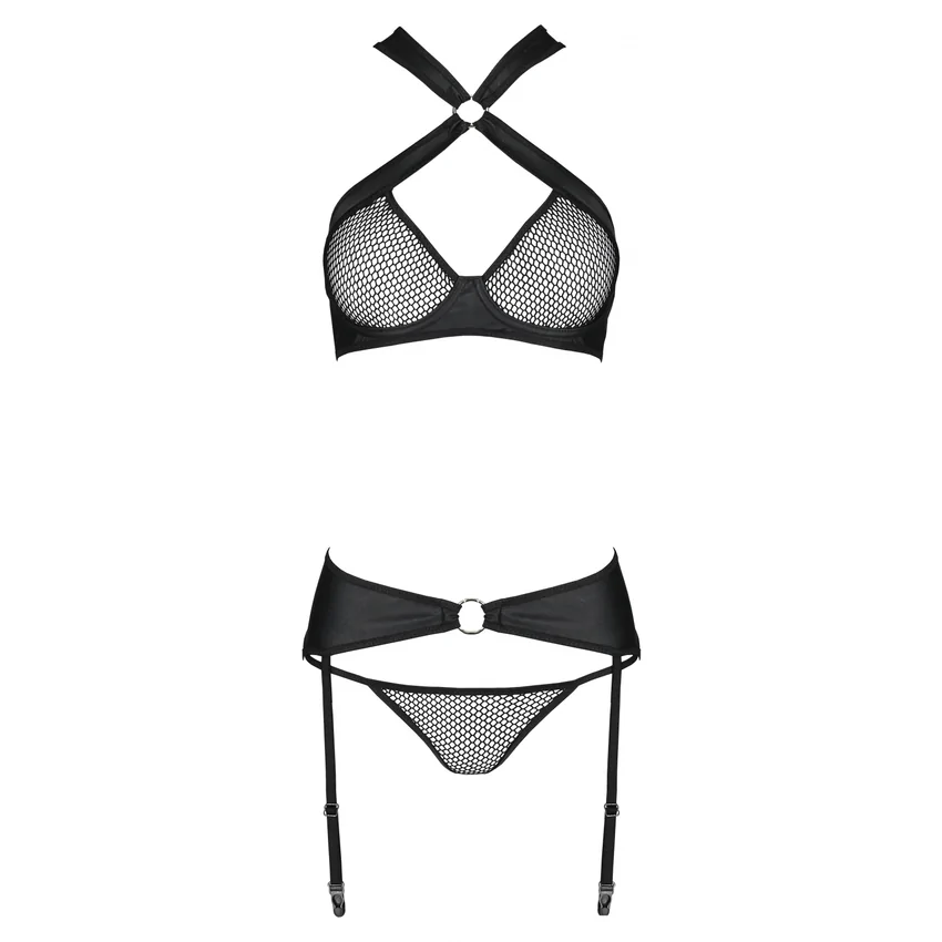Set Din Piele Passion Amanda Negru L-XL