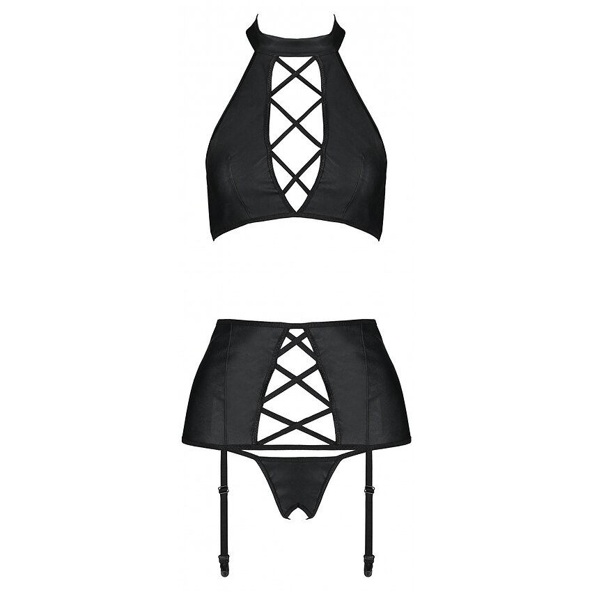 Set Din Piele Passion Nancy Negru L-XL