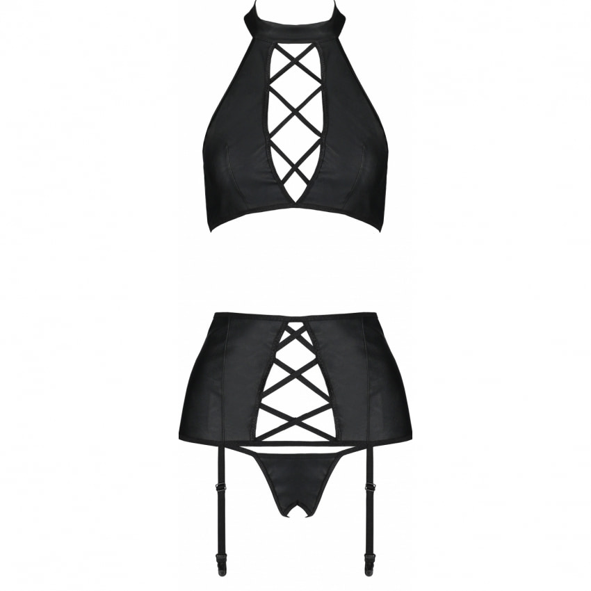 Set Din Piele Passion Nancy Negru S-M