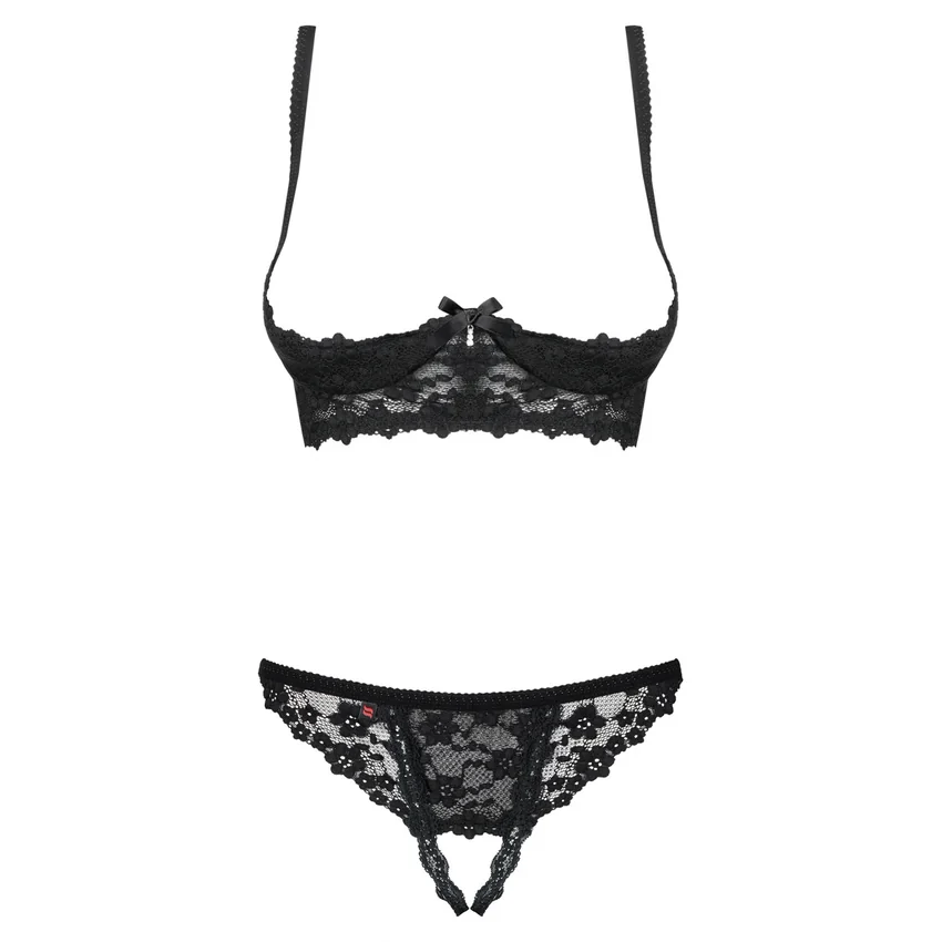 Set Fără Cupe Obsessive Letica Negru L-XL