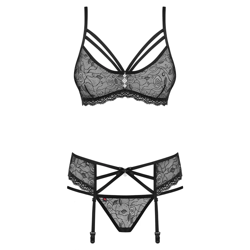 Set Lenjerie Intimă Obsessive 818-SEG Negru L-XL