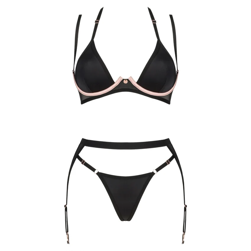 Set Obsessive 3 Piese Selinne Negru XL-2XL