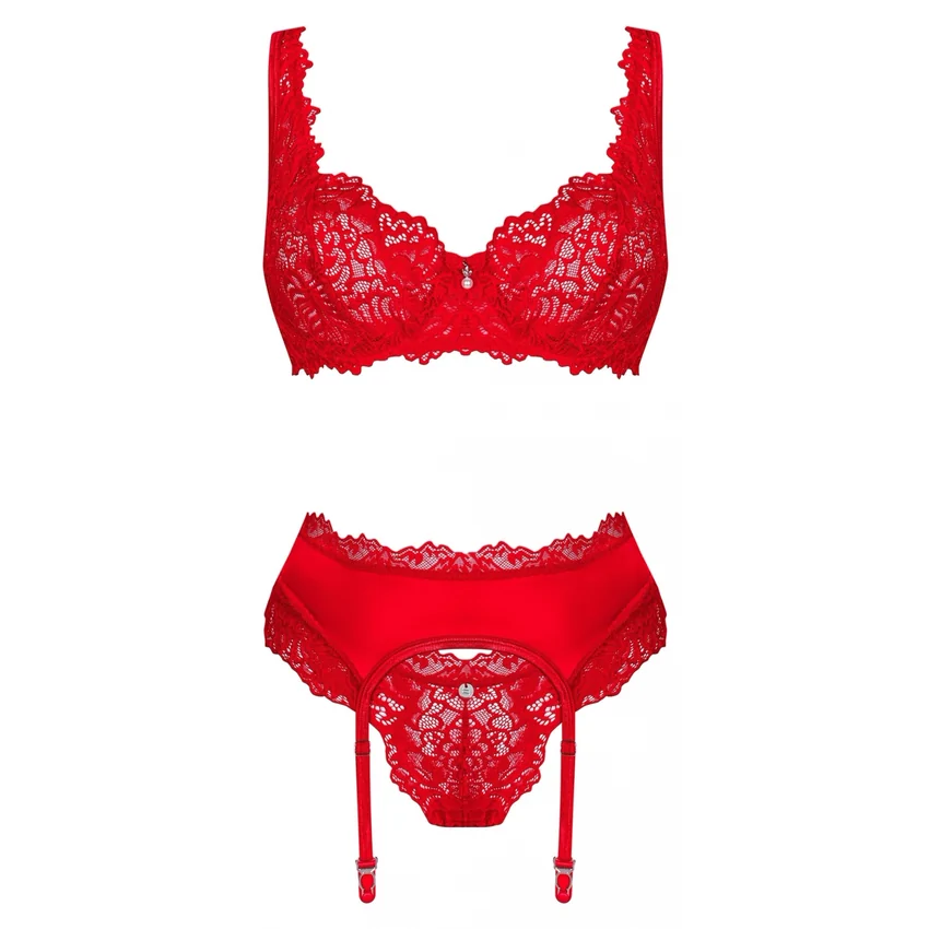 Set Obsessive Amor Cherris 3 Piese Roșu L-XL