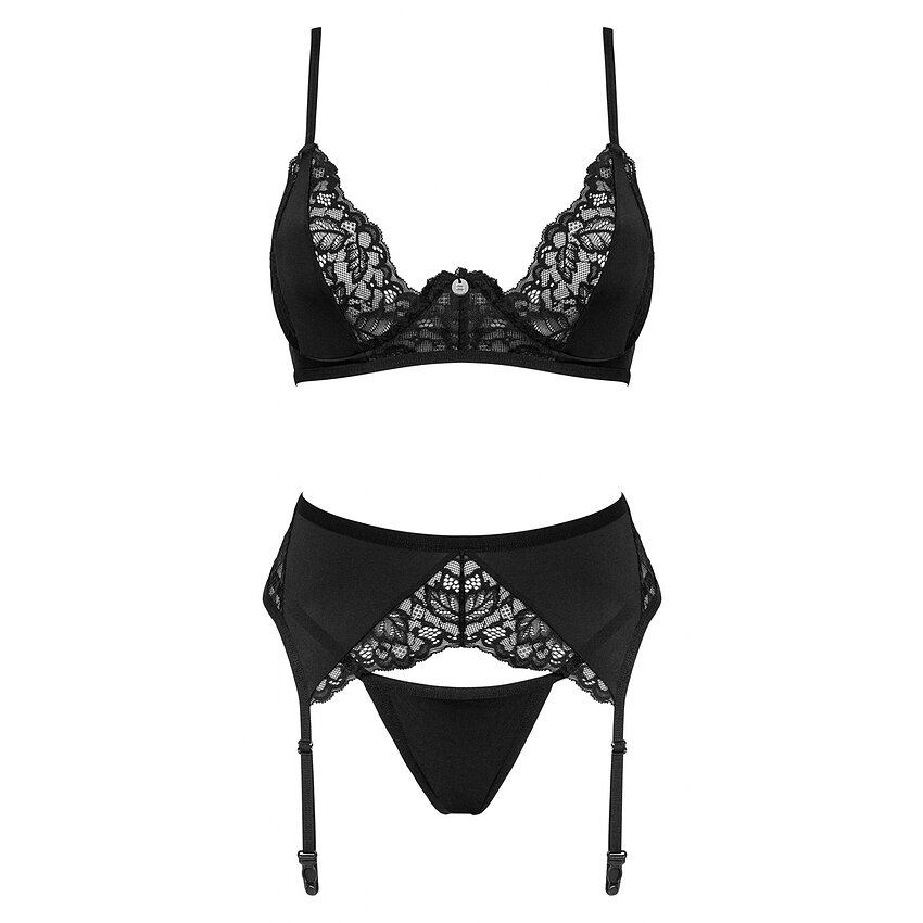Set Obsessive Bellastia 3 Piese Negru XL-2XL