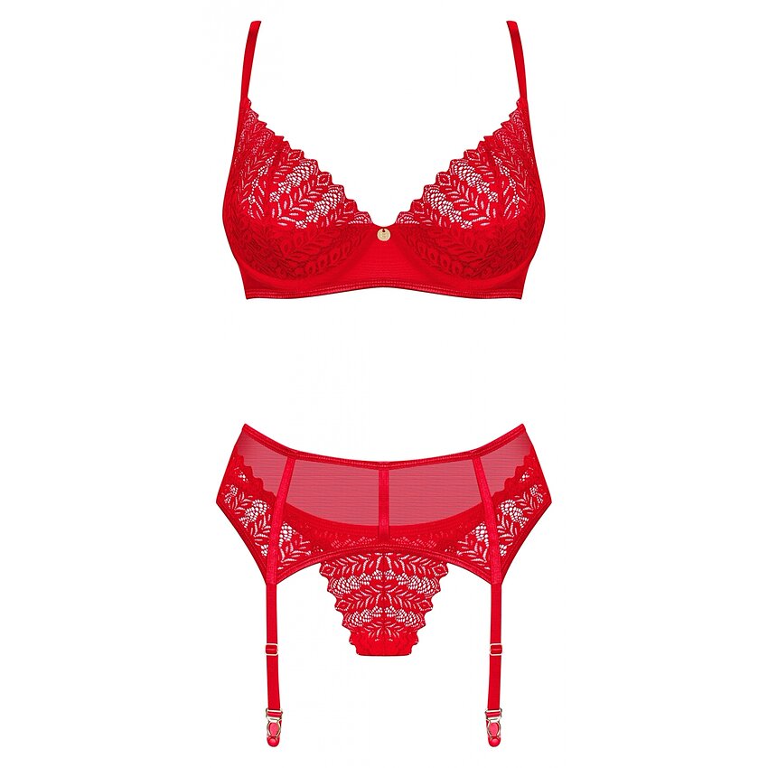 Set Obsessive Ingridia 3 Piese Roșu M-L