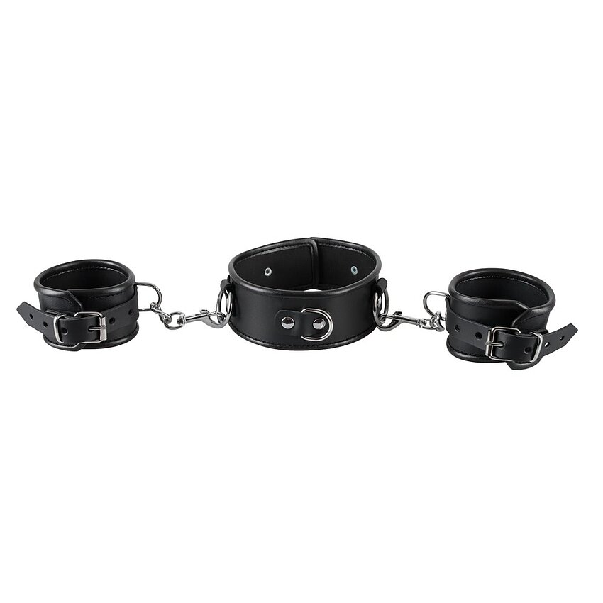 Set Zgardă Și Cătușe Mâini Zado Negru