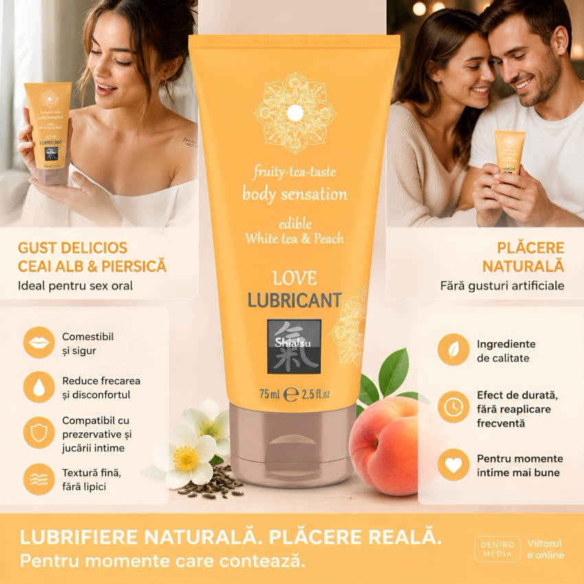 Shiatsu Lubrifiant Comestibil Ceai Alb Piersică 75 ml