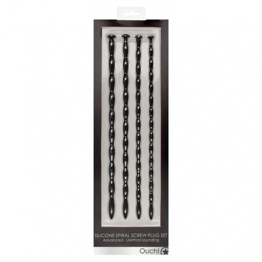 Silicone Spiral Plug Set Advanced Urethral Sounding Negru