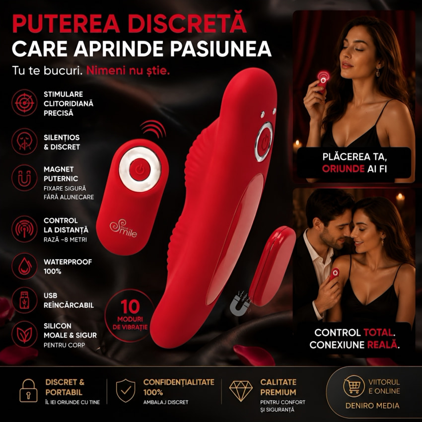 Sweet Smile Vibrator Pentru Chiloți: 10 Moduri, Reîncărcabil Roșu