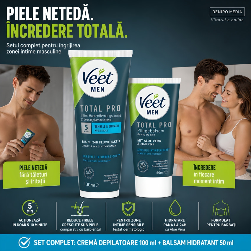 Veet Men ABSOLUT PRO Depilare Sexuală Rapidă 5–10 Min