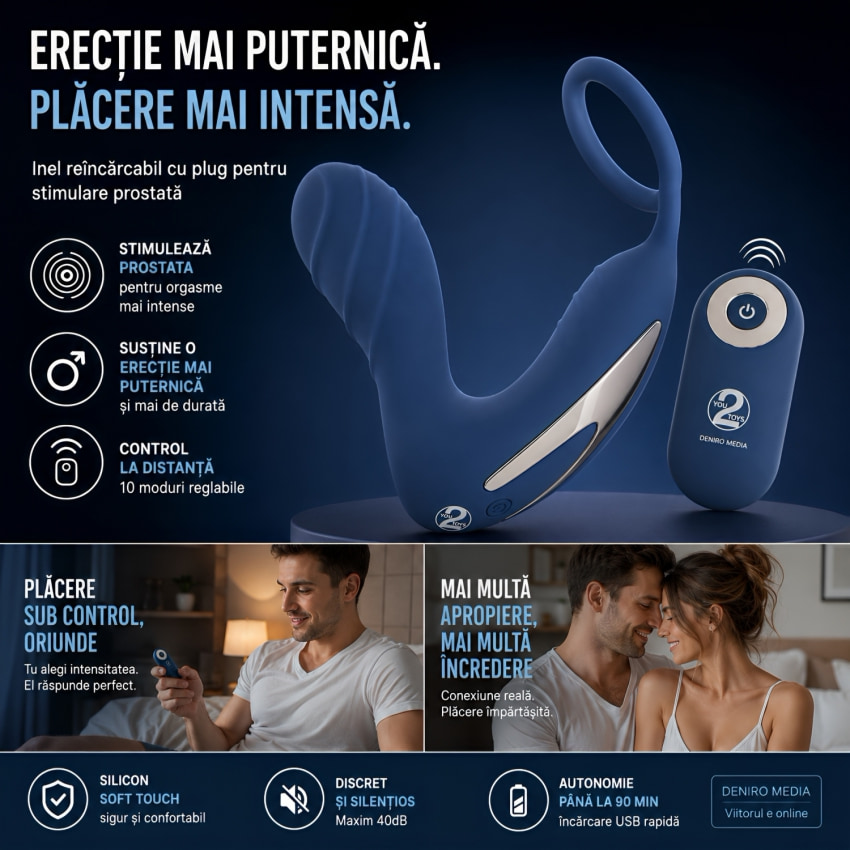 Vibrating Prostate Plug With Ring Albastru