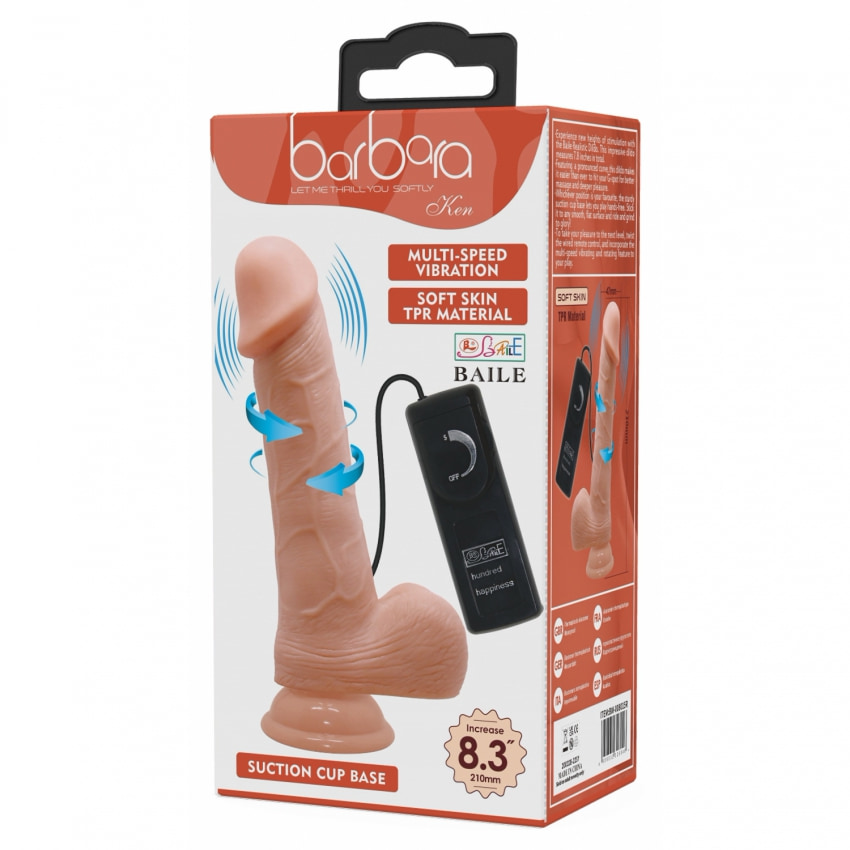Vibrator Rotativ Barbara Ken 8.3 cm, cu Ventuză