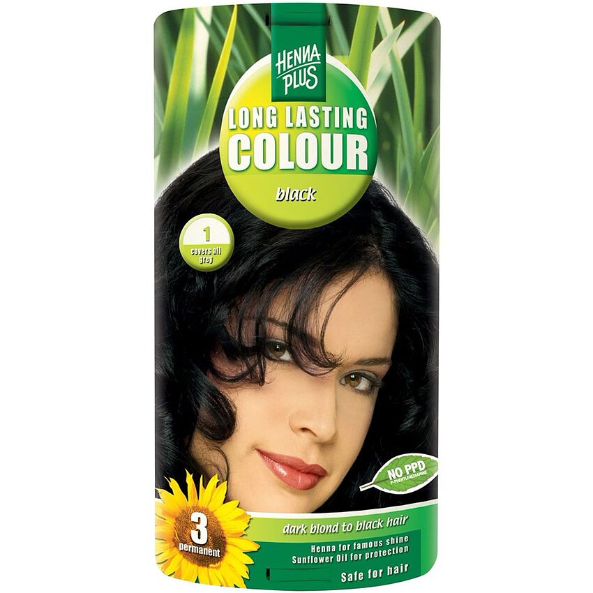 Vopsea de păr permanentă Hennaplus Black 1, 100ml