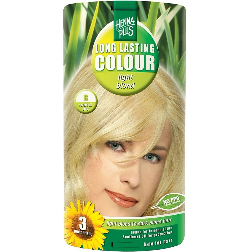 Vopsea păr Long Lasting Colour 8 Light Blond Hennaplus