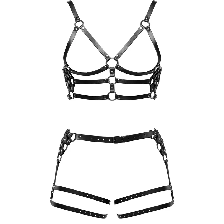 ZADO Set Hamuri Din Piele Reglabile cu Detalii Metalice M-L Negru M-L